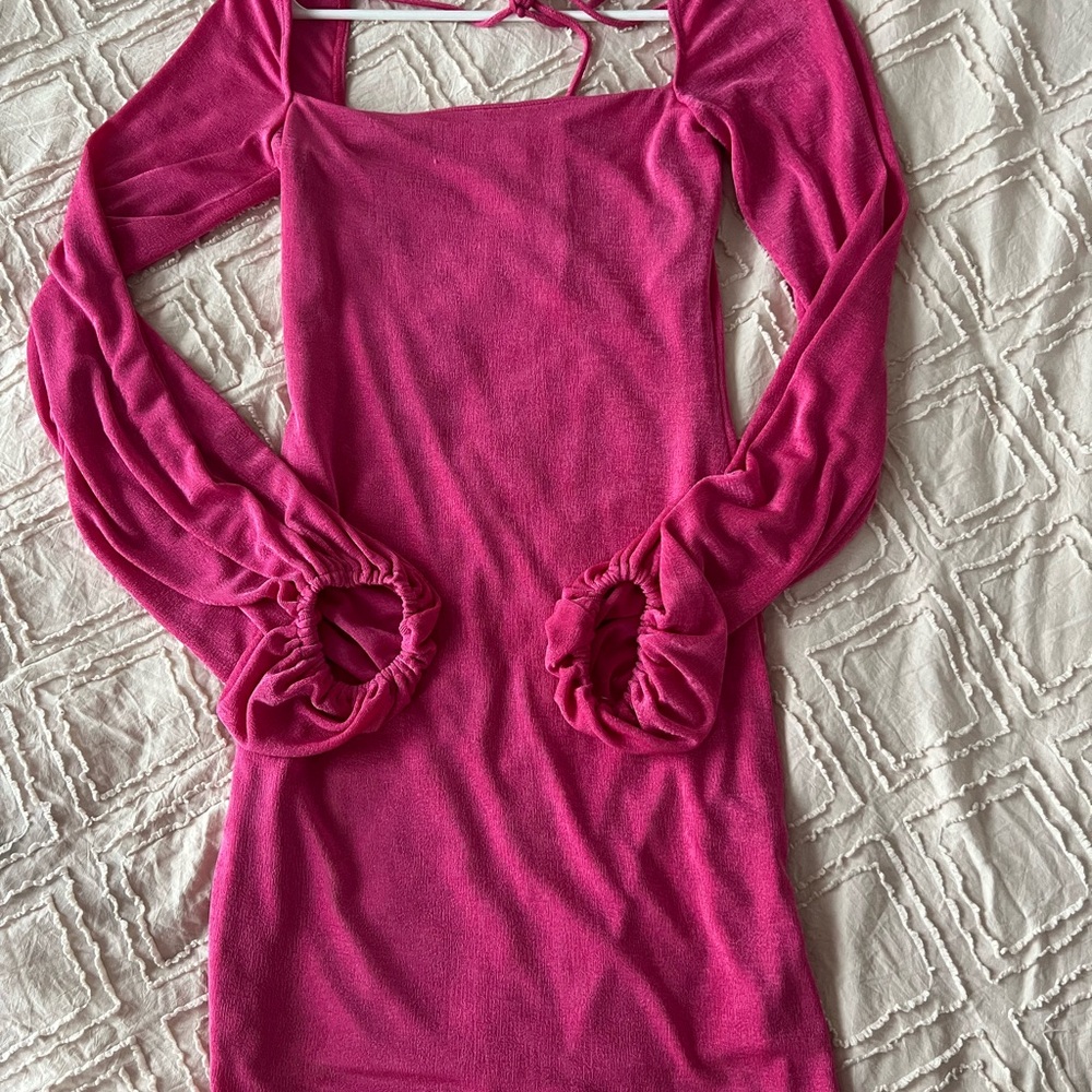 Chic Pink Long Sleeve Dress
